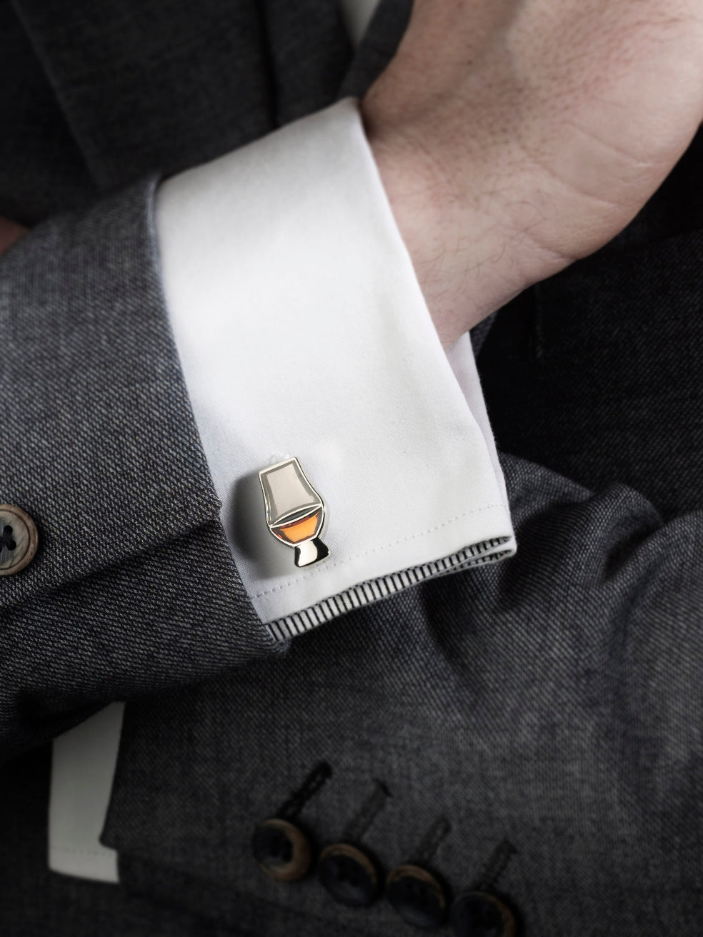 Show off your whisky passion while wearing these enameled Glencairn Glass Cufflinks.