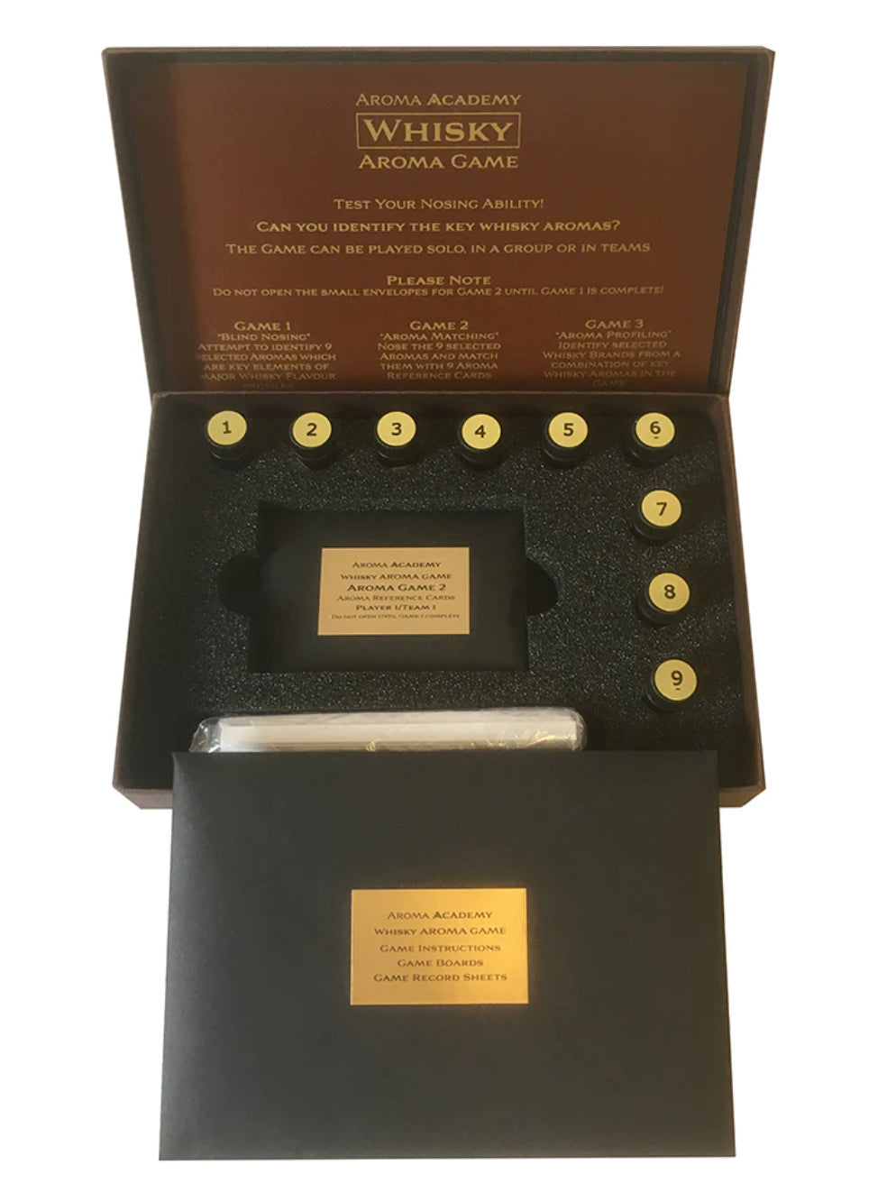 A gift for the whisky enthusiast. The Whisky Aroma Game includes three games and a bonus download to test your nosing ability.
