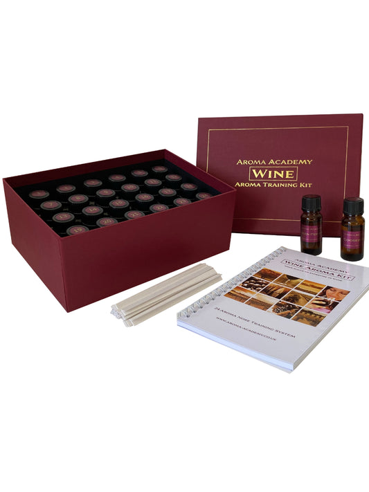 Aroma Training Kit for wine; includes 24 aromas and instruction booklet.