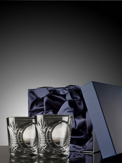 Pair of Bothwell 24% lead crystal whisky tumbler in luxurious presentation box.