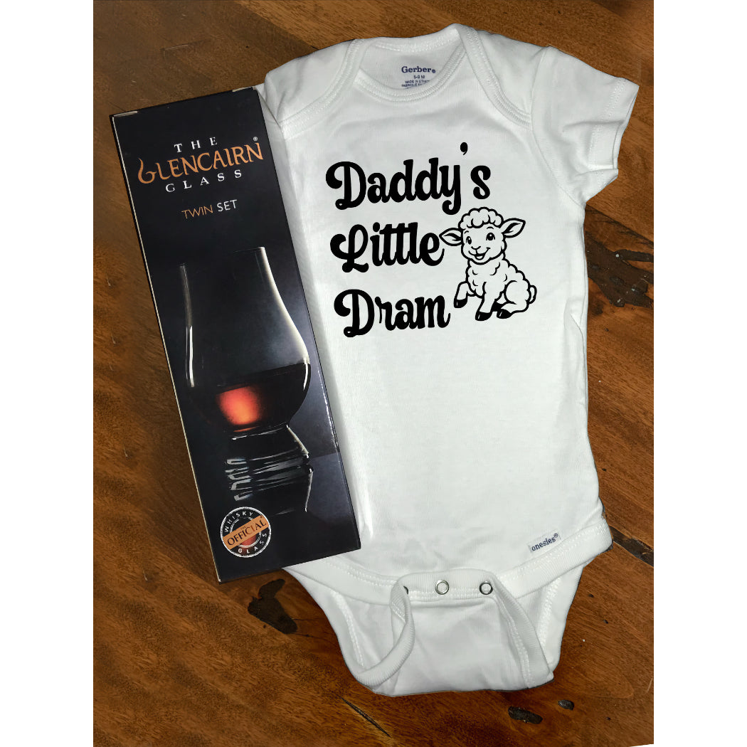 The perfect gift for the new dad - a pair of Glencairn Whisky Glasses and a baby onesie for the little dram!