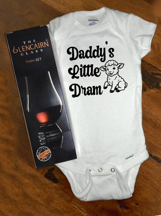Just in time for Father's Day, here's the perfect gift for the new dad - a pair of Glencairn Whisky Glasses and a baby onesie for the little dram!