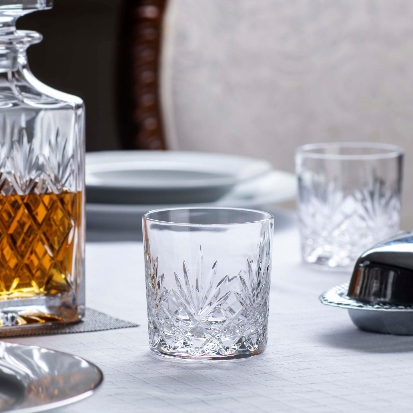 The Edinburgh is a traditional full cut whisky glass. Mouth blown, hand cut, hand polished crystal.