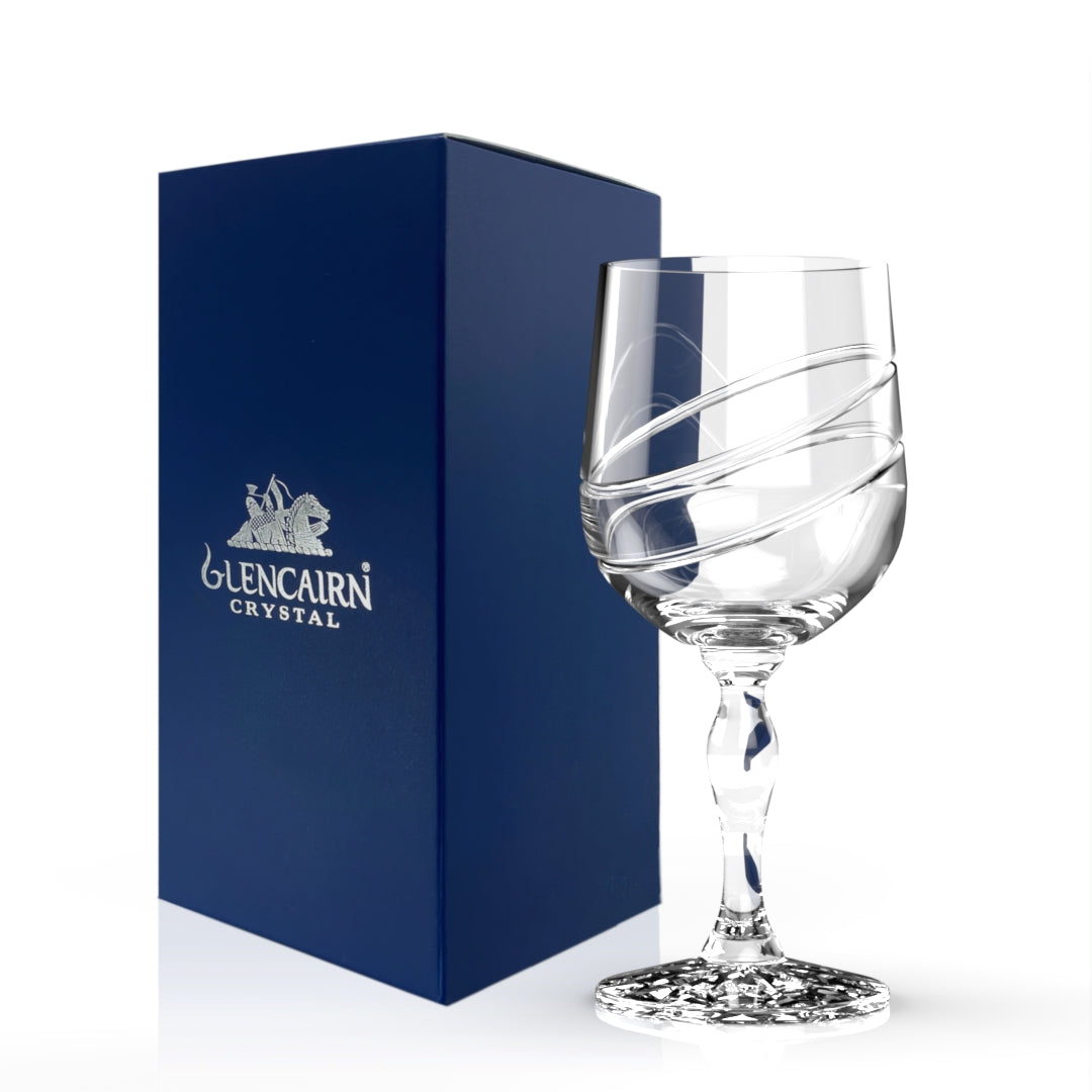 If you are in need of a beautifully handcut wine glass then look no further than the Glasgow Wine Goblet. Inspired by Glasgow City's urban regeneration, the Glasgow collection features an exceptionally modern cut on traditional glassware.
