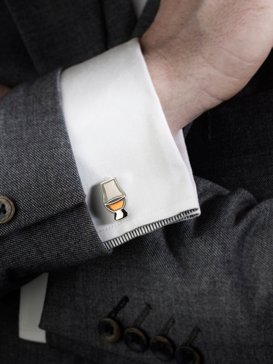 Show off your whisky passion while wearing these enameled Glencairn Glass Cufflinks. 