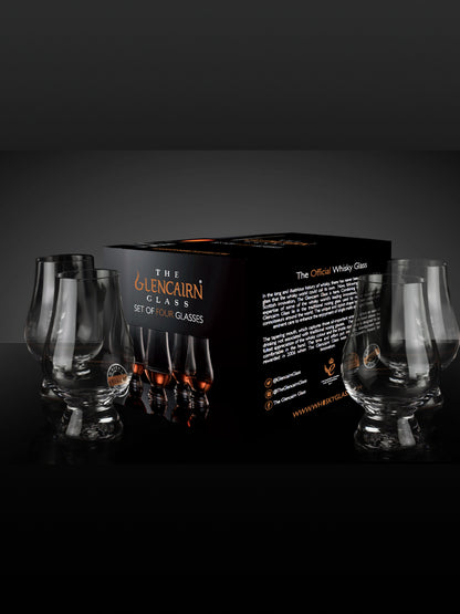 The Glencairn Whisky Glass is considered the definitive glass for whisky, ideal for both blenders and whisky lovers. The wide crystal bowl allows for the fullest appreciation of the whisky’s colour and the tapering mouth of the glass captures and focuses the aroma on the nose.  Set of four glasses.