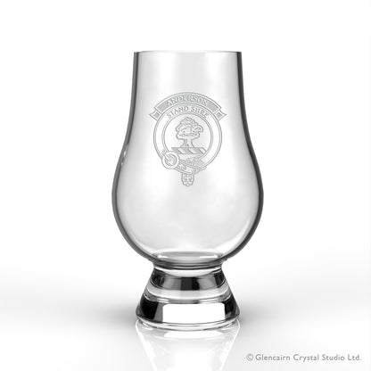 Glencairn whisky glass with clan crest.