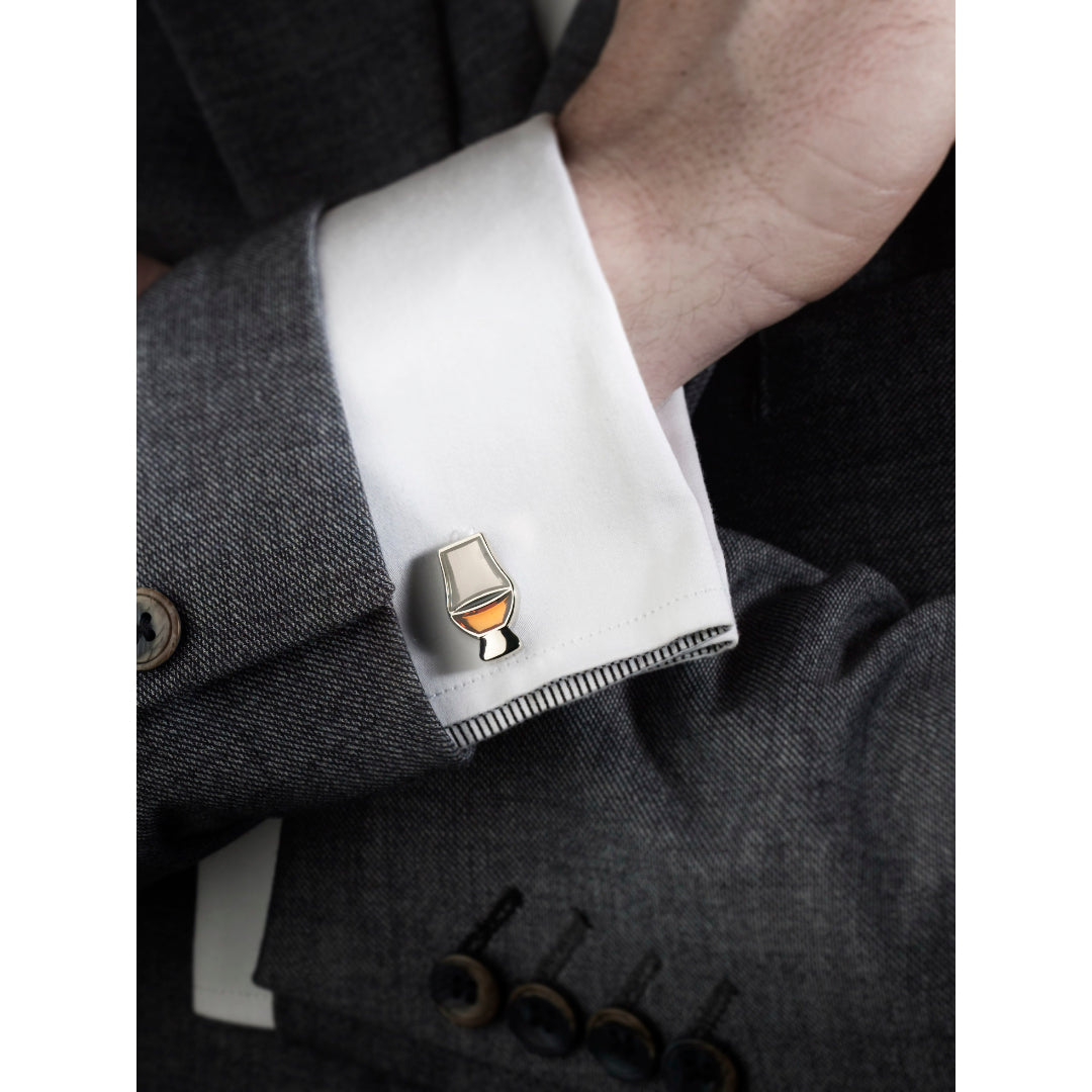 Show off your whisky passion while wearing these enamelled Glencairn Glass Cufflinks. 
