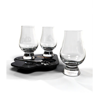This set includes three Glencairn Whisky Glasses, one Pipette and a Flight Tray. Perfect for sharing a dram or two with a loved one or elevating your solo tasting sessions, this set is designed for both practicality and sophistication. 