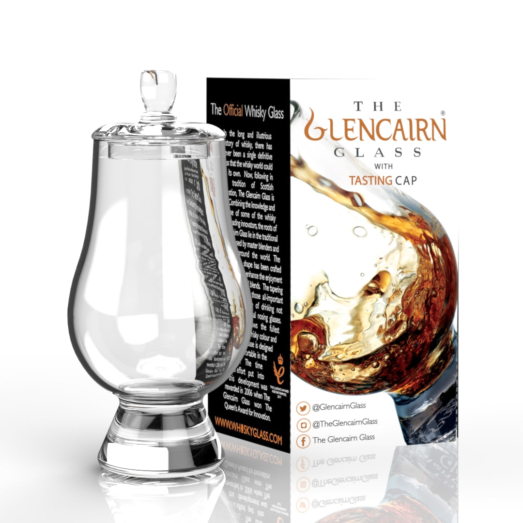 This set includes the Glencairn Whisky Glass and its Tasting Cap 