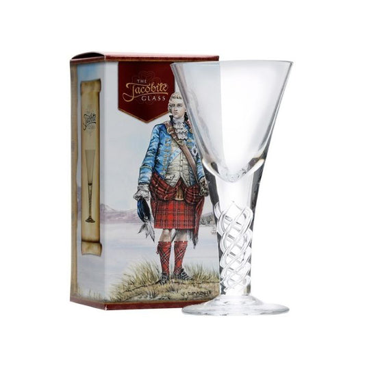 A whisky dram made in the shape of those used during the Jacobite rebellion.