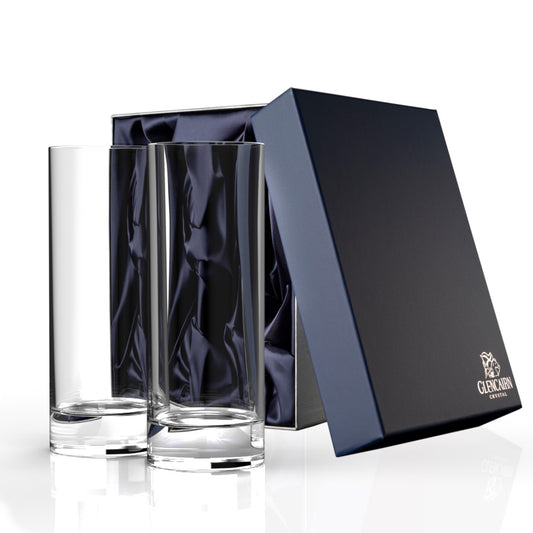 Two crystal-clear highball glasses from the Jura collection in a keepsake presentation box.