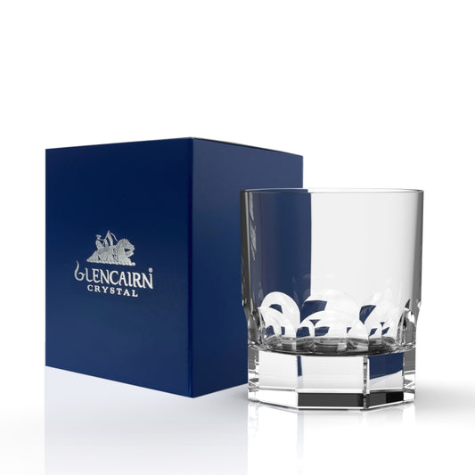 A modern interpretation on cut crystal - a solid and weighty yet fine crystal tumbler with a thumb cut finish.