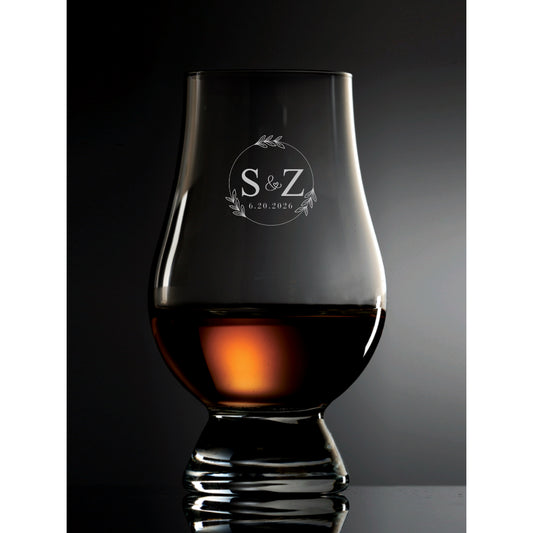Glencairn whisky glass customized for your wedding.
