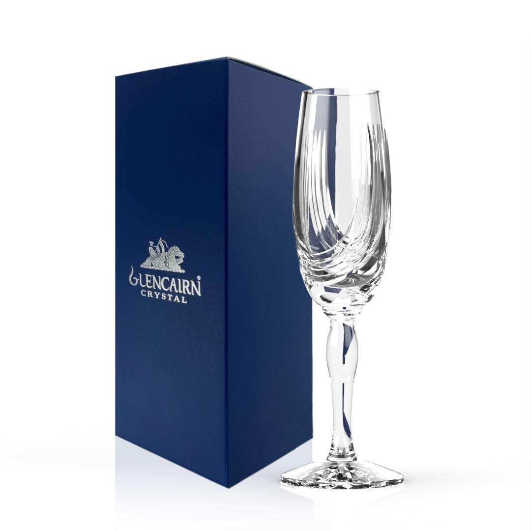 The Montrose Champagne Flute features beautiful swirls reminiscent of the folds in the Scottish kilt.