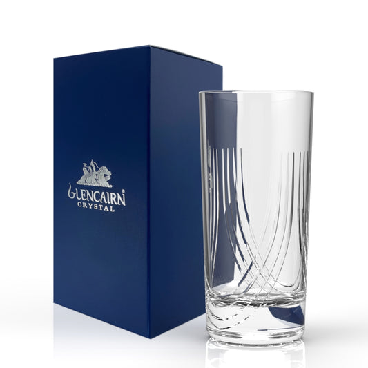 Our beautifully hand cut Montrose suite features sweeping cuts on the glassware inspired by the fold of the Scottish kilt. With a great nod to the Scottish cultural history, the Montrose Highballs are lovely crystal glasses that can be used for your favourite spirit with room for mixers and ice cubes.