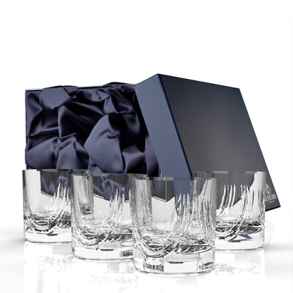 Set of four Montrose 24% lead-crystal tumblers in presentation box.