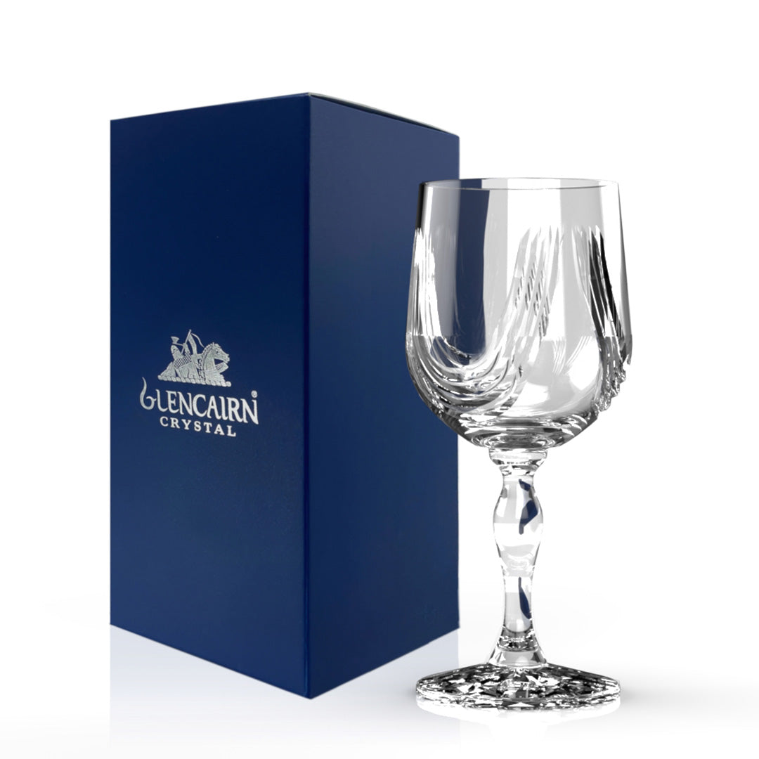 If you are in need of a beautiful wine goblet then look no further than the Montrose Wine Goblet. Our beautifully hand cut Montrose suite features sweeping cuts on the glassware inspired by the folds of the Scottish kilt.