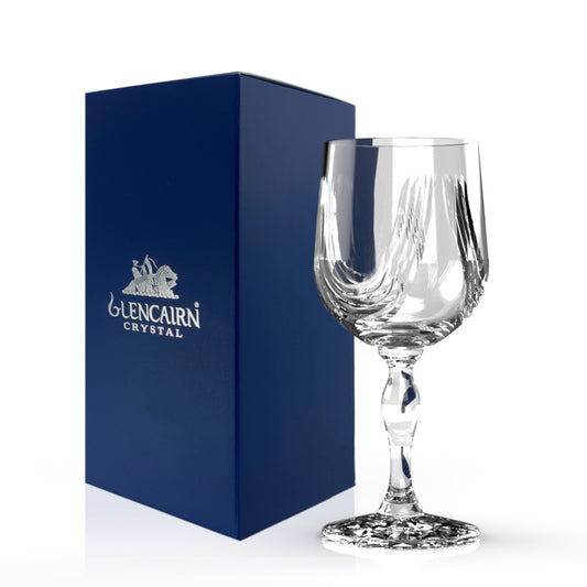 If you are in need of a beautiful wine goblet then look no further than the Montrose Wine Goblet. Our beautifully hand cut Montrose suite features sweeping cuts on the glassware inspired by the folds of the Scottish kilt.