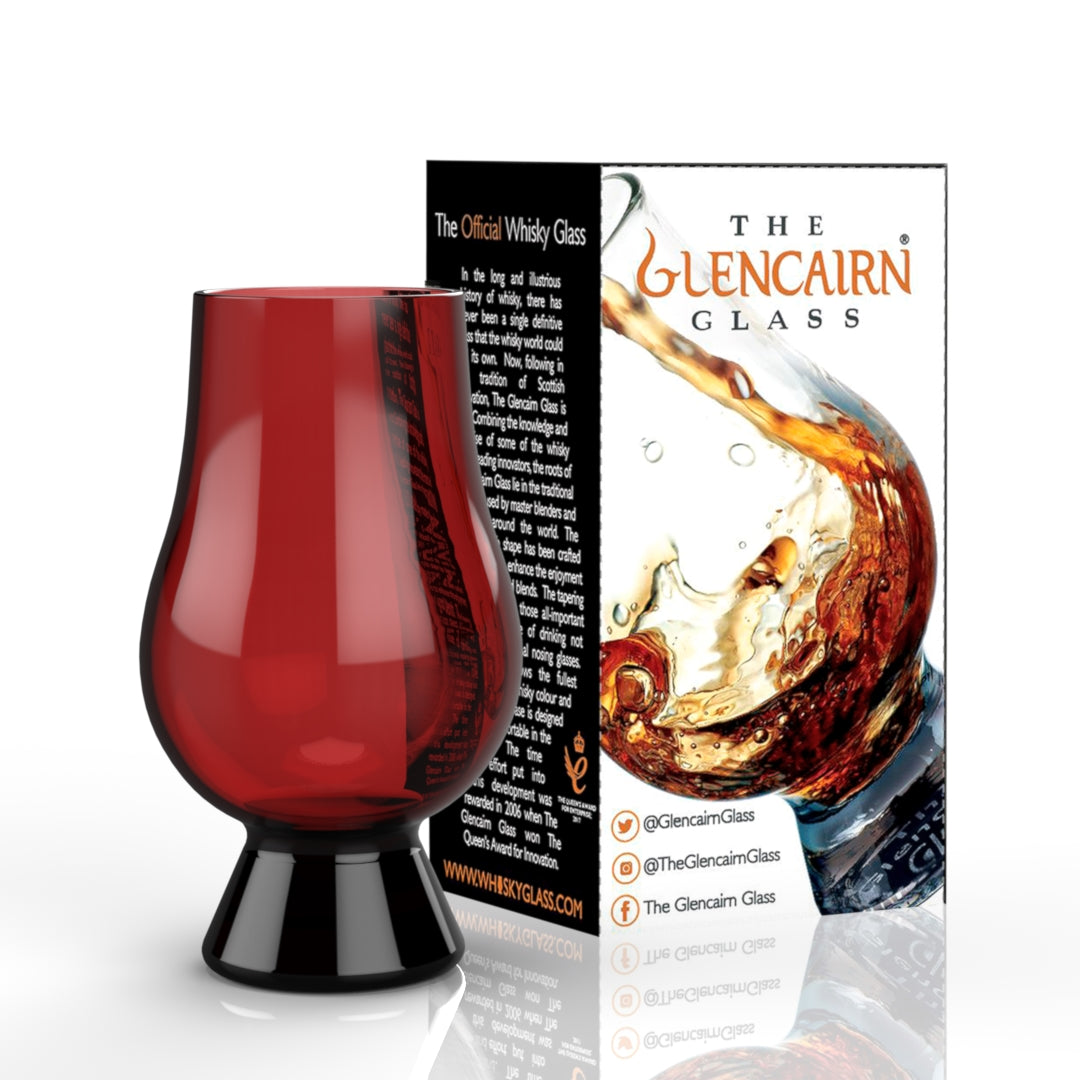 The Glencairn Whisky Glass in red.
