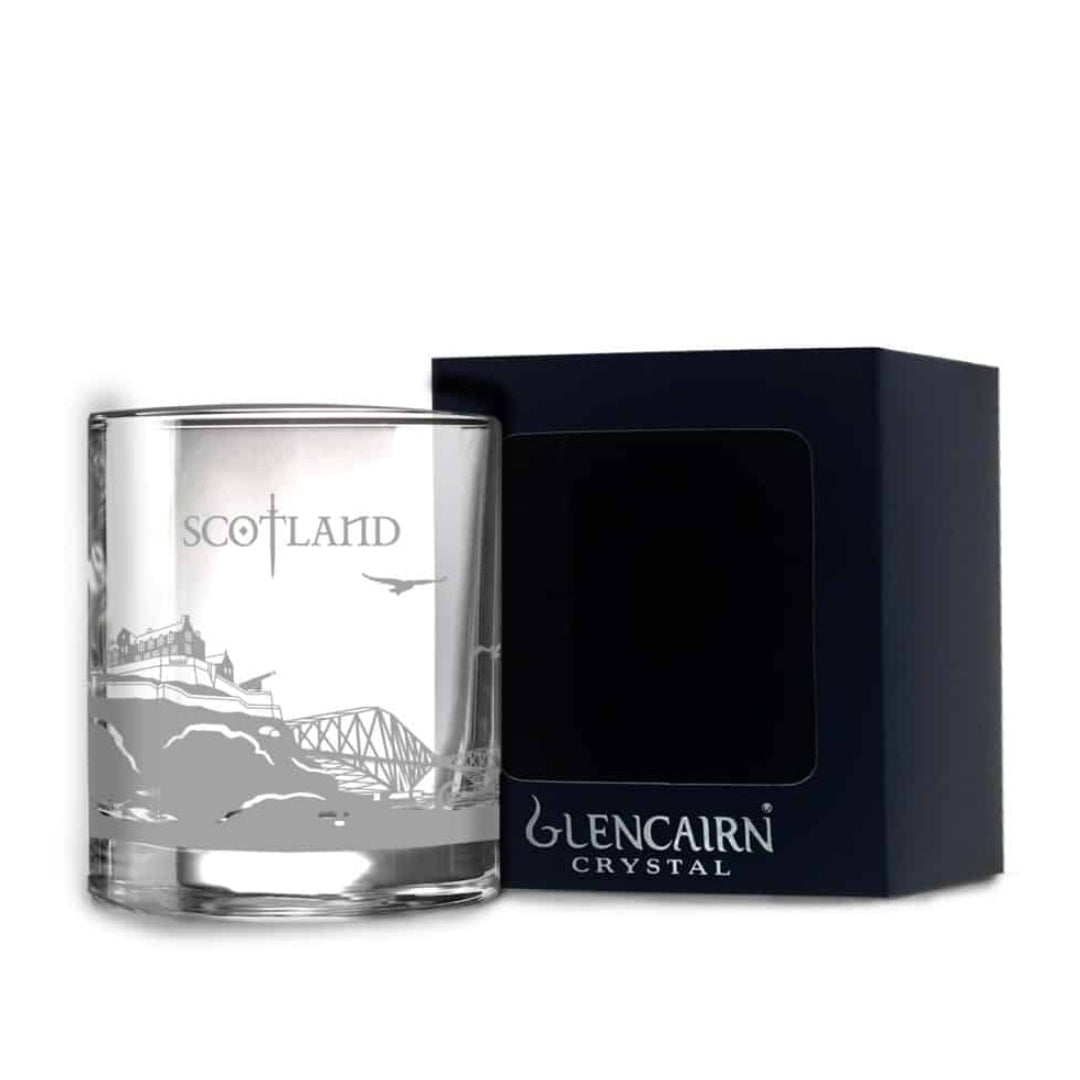 Featuring a wrap-around of Scotland imagery, this lead-free crystal tumbler can be used for any beverage from water to whisky and is supplied in a navy windowed carton, perfect for gifting.