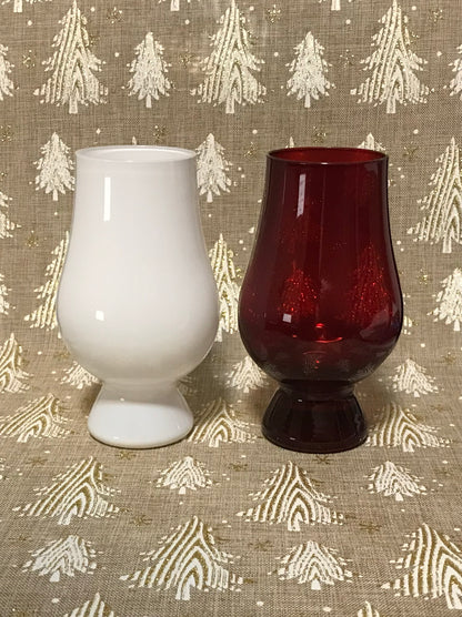 Festive candy can red and white Glencairn Whisky Glasses in presentation box.