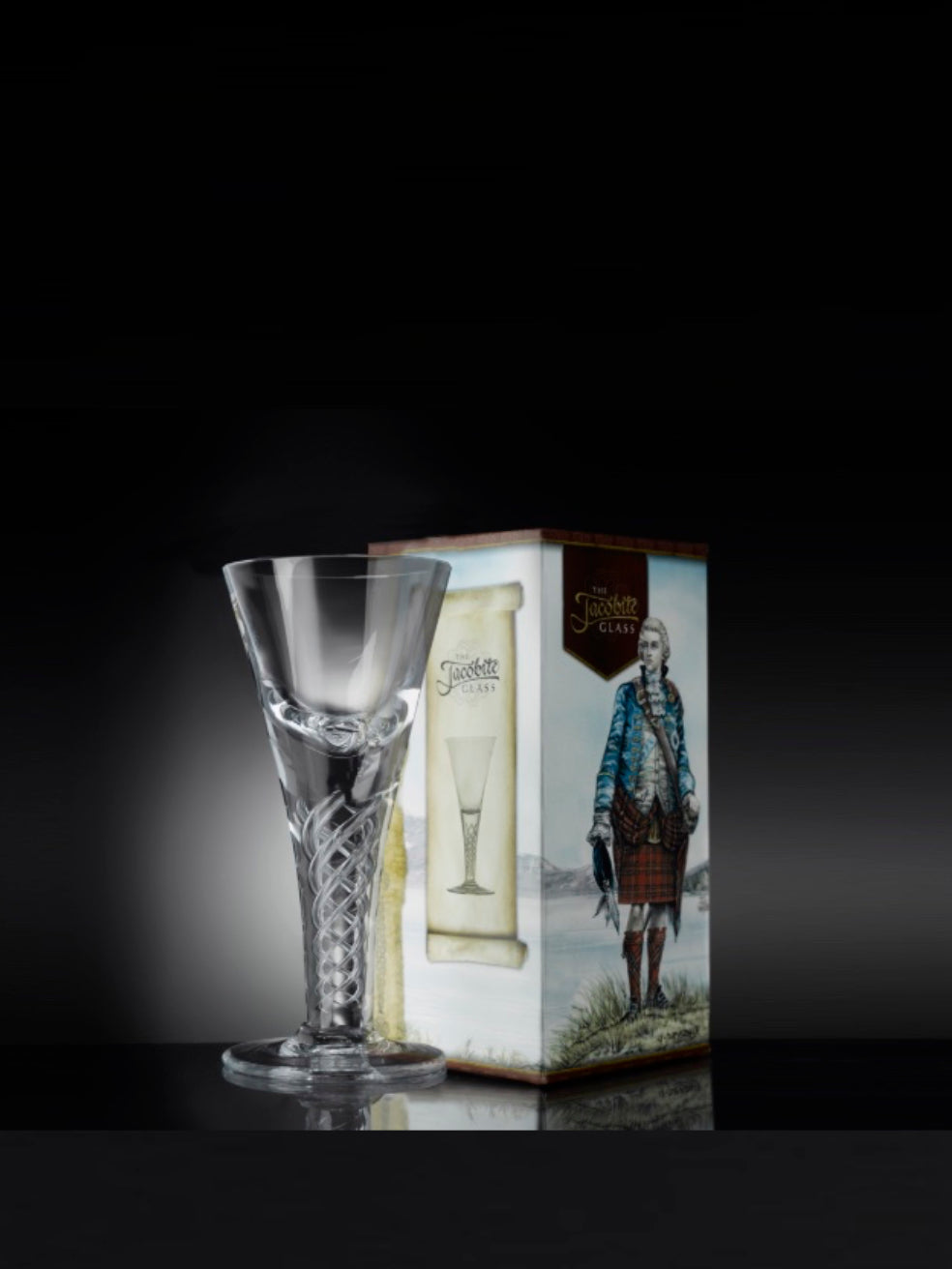 A whisky dram made in the shape of those used during the Jacobite rebellion.
