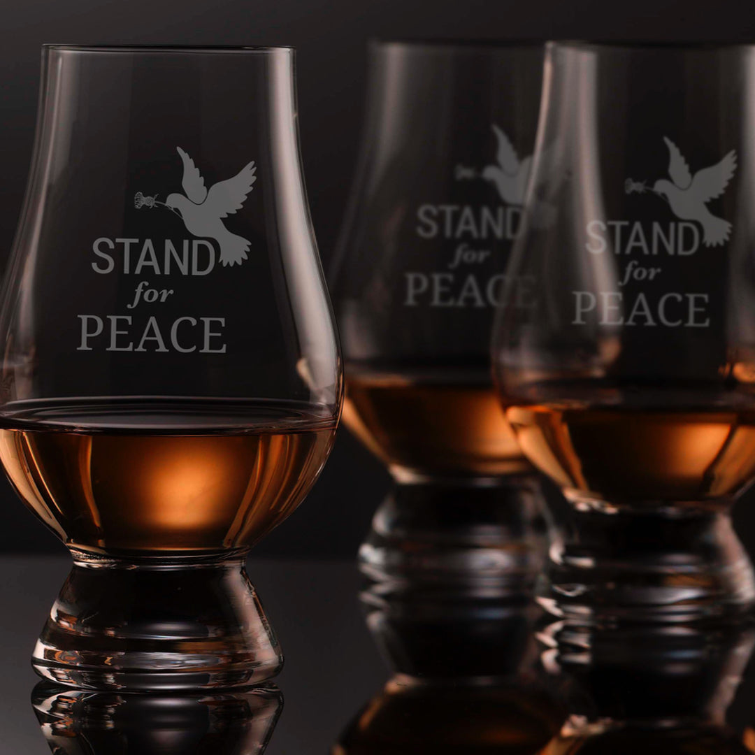 Set of 6 "Stand for Peace" charity whisky glass to benefit Ukraine. 100% of profits will go towards the Red Cross's Ukraine Humanitarian Crisis Appeal.