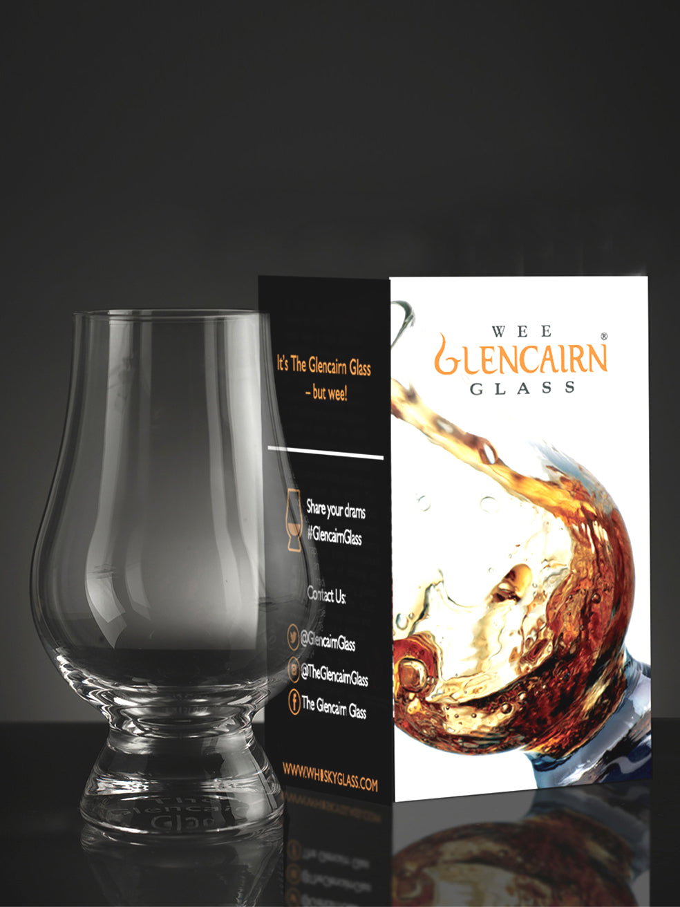 A smaller version of the official Glencairn Glass designed for distillery tours or for when you're craving a wee 'nip' instead of a dram.